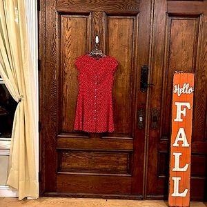 Shein Dress Size 6 Red With Small White Heart Pattern